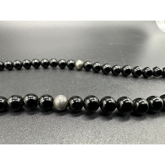 Vintage 925 Sterling Silver Black Tourmaline Necklace 32” 41g - Picture 3 of 6